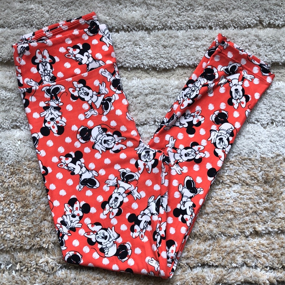 NWOT Coral Minnie Mouse Disney leggings